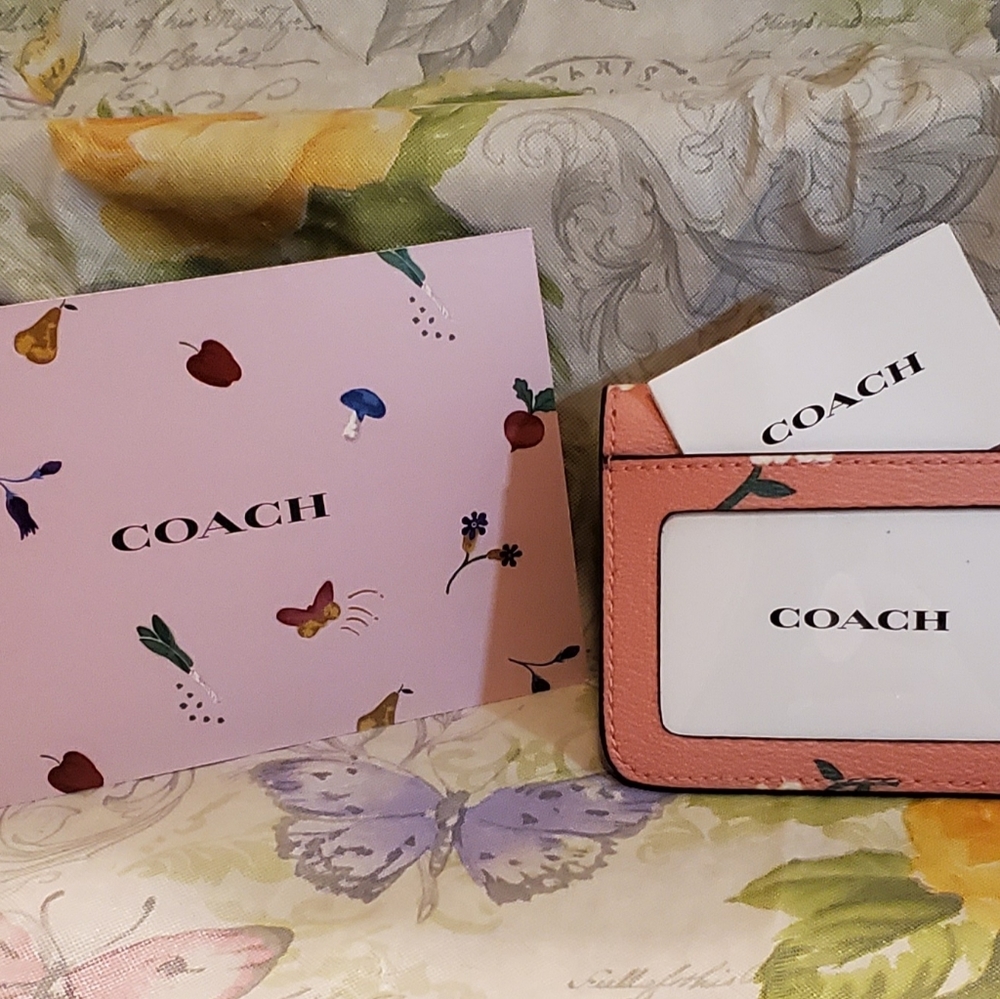 Coach Pink Daisy Card Case - Picture 7 of 8